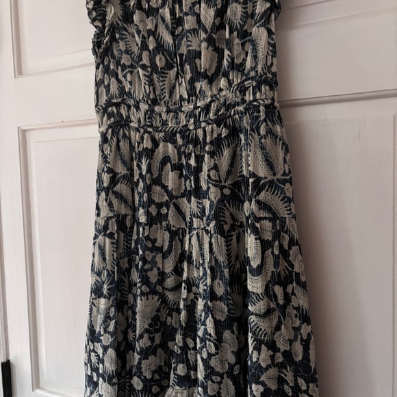 Ulla Johnson‎ Amalia Dress Indigo Batik Print High Low Midi Dress Ruffle Size 10 - Picture 6 of 16